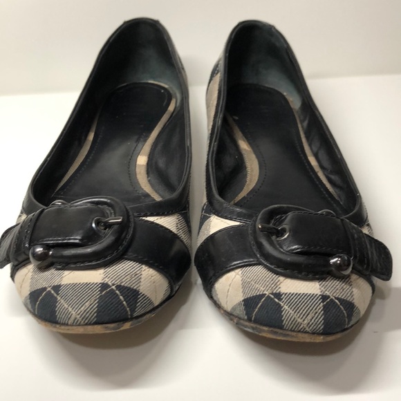 Burberry Shoes - Burberry Black Check w/ Buckle Flats